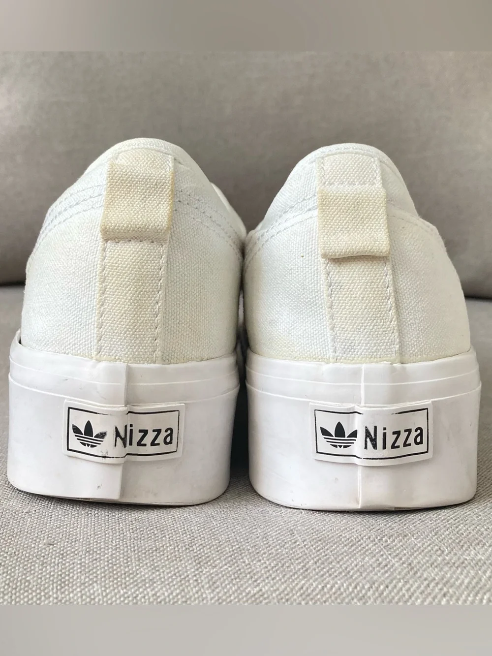 Adidas Originals Nizza Platform Triple White Canvas Sneakers Women’s US 9